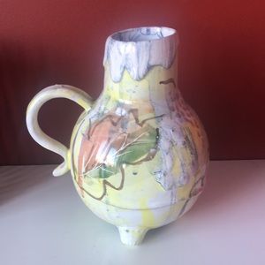Handmade Glazed Pastel VASE with Handle and Feet
